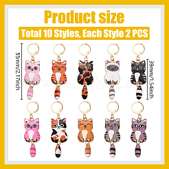 20 шт. 10-х цветные эмалевые подвески-маркеры для фиксации стежков из сплава кошек&nbsp;HJEW-WH00158