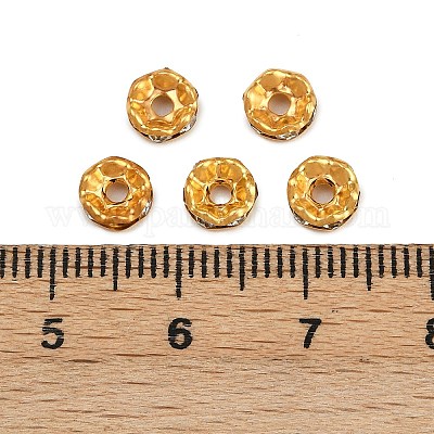 Железные хрустальные бусины-разделители со стразами&nbsp;RB-A008-6MM-G-1