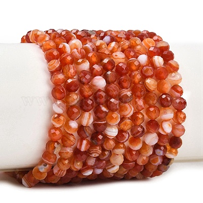 Нити бусин из натурального красного полосатого агата&nbsp;G-B175-D22-4mm-1