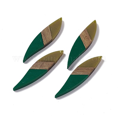 Большие подвески из непрозрачной смолы и орехового дерева&nbsp;RESI-M027-08F-1