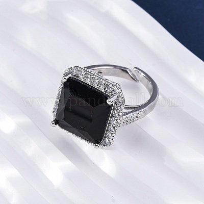 Латунные кольца-манжеты с микропаве и прозрачным цирконием для женщин&nbsp;RJEW-A062-04P-1