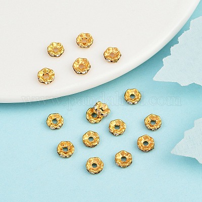 Железные хрустальные бусины-разделители со стразами&nbsp;RB-A008-6MM-G-1