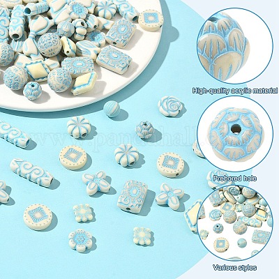 150шт 15 стиля непрозрачные бусины из акриловой эмали&nbsp;OACR-YW0004-18-1