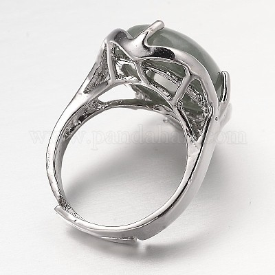 Регулируемая овальная драгоценный камень широко диапазона кольца RJEW-L062-01B-1