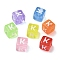 Spray Painted Transparent Acrylic Beads, Cube with Letter, Mixed Color, Letter K, 9.5x9.5x10mm, Hole: 3.8mm, about 570pcs/500g
