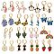 DIY Earring Making, with Brass Huggie Hoop Earring Findings and Alloy Enamel Pendants, Mixed Shapes, Mixed Color, 16x14mm, Hole: 2mm