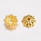 Alloy Bead Caps, Multi-Petal Flower, Golden, 8x3mm, Hole: 1mm