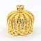 CZ Jewelry Brass Micro Pave Cubic Zirconia Bead Caps, Crown, Golden, 13x13mm, Hole: 1mm