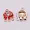 Alloy Rhinestone Pendants, with Enamel, Cadmium Free & Lead Free, Elephant, Golden, Red, 18x14.3x4.5mm, Hole: 2mm