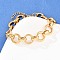 304 Stainless Steel Link Chain Bracelets for Women, Ring, Ion Plating(IP), Golden, 7-1/8 inch(18.1cm)