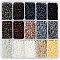 8/0 Glass Seed Beads, Round, Black, 3mm, Hole: 1mm, 15 colors, about 450pcs/color, 6750pcs/box