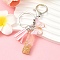 Resin & Acrylic & Faux Suede Tassel Keychain, with Alloy Clasp and Iron Rings, Letter I, 9.5cm