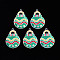 Spray Painted Brass Pendants, with Printed, for Christmas, Bulb, Sea Green, 33x23x0.4mm, Hole: 1.8mm