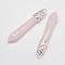 Natural Rose Quartz Big Pointed Pendants, with Alloy Findings, Bullet, Platinum, 57~63x13x10mm, Hole: 3x4mm