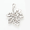 Autumn Theme Tibetan Style Alloy Pendants, Maple Leaf, Cadmium Free & Nickel Free & Lead Free, Antique Silver, 29x21x2mm, Hole: 2mm, about 480pcs/1000g