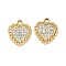 Alloy Pendants, Heart Charms, UV Plating, with Rhinestone, Golden, 15.5x13.5x2.3mm, Hole: 1.6mm