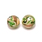Lampwork Beads, Round, Lime Green, 9.5~10mm, Hole: 1.5mm
