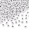 500Pcs Acrylic Beads, with Horizontal Hole, Letter, Flat Round, Letter T, 7x4mm, Hole: 1mm