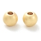 Brass Beads, Long-Lasting Plated, Round, Matte Style, Real 18K Gold Plated, 6mm, Hole: 1.4mm
