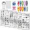 Stainless Steel DIY Nail Art Templates, with Plastic Nail Art Image Templates, Mixed Shapes, 12x6cm