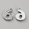 Alloy Rhinestone Charms, Number, Platinum, Num.6: 15x11x2.5mm, hole: 1.5mm