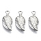 Non-Tarnish 201 Stainless Steel Charms, Laser Cut, Leaf, Stainless Steel Color, 14x6x1mm, Hole: 1.4mm