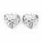 Brass Pendants, Nickel Free, Heart, Bumpy, Real Platinum Plated, 16.5x15x6.5mm, Hole: 2mm