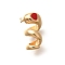 Brass Charms, Cadmium Free & Nickel Free & Lead Free, with Enamel, Real 18K Gold Plated, Snake Charm, Red, 16.5x10x8mm, Hole: 3.5mm
