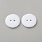 Resin Buttons, 2-Hole, Flat Round, White, 25x3mm, Hole: 2.5mm