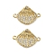 Brass Micro Pave Cubic Zirconia Shell Shaped Connector Charms, Real 18K Gold Plated, Rack Plating, Long-Lasting Plated, Cadmium Free & Lead Free, Clear, 12.5x18x2.5mm, Hole: 1.2mm