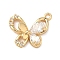 Brass Pave Cubic Zirconia Pendants, Butterfly Charms, Clear, Real 18K Gold Plated, 13.5x16x4mm, Hole: 1.3mm
