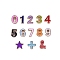 Alloy Enamel Beads, Number 0~9 and Star and Plus Sign and Ampersand &, Cadmium Free & Lead Free, Light Gold, Mixed Color, 13pcs/set