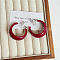 Resin Clip-on Earrings, C-Shaped, Platinum, Crimson, 40x40mm