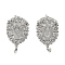 Teardrop Brass Micro Pave Clear Cubic Zirconia Stud Earring Findings, Cadmium Free & Nickel Free & Lead Free, Platinum, 14x8.5mm, Hole: 1.2mm, Pin: 10x0.8mm