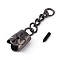 Zinc Alloy Cord End, End Cap, with Chain Extender and Screw, Flower, Gunmetal, 53mm, Inner Diameter: 6.7mm
