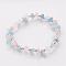 Gemstone Stretch Bracelets, with Iron Findings, Silver Color Plated Natural Aquamarine and Rose Quartz Beads, Sky Blue and Pink, 55mm