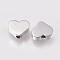 Brass Beads, Heart, Platinum, 6.5x8x2.5mm, Hole: 1.5mm