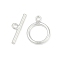 925 Sterling Silver Ring Toggle Clasps, Ring: 11.5x8.5mm, Bar: 12x4mm, Hole: 1.2mm