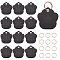 60Pcs 2 Style Aluminum Alloy Pendants, Pet Dog and Cat Tags, Dog Paw Prints Charms, Iron Split Key Rings, Black, 35x33x1mm, Hole: 3.7mm, 15x22mm, 30pcs/style