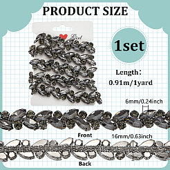 1 ярд железных стеклянных цепочек со стразами&nbsp;CH-FG0001-01A