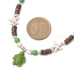 Ожерелья с подвеской в виде черепахи из окрашенной синтетической бирюзы&nbsp;NJEW-JN05059