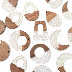 16 шт. 8 подвески из эпоксидной смолы и орехового дерева&nbsp;RESI-FS0001-87