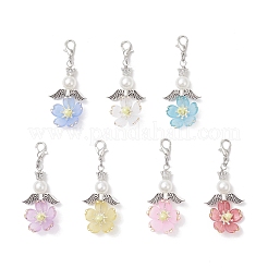 Подвеска-украшение из искусственного жемчуга в виде цветка из акрила и АБС-пластика&nbsp;HJEW-JM03529-01