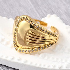 Латунные микропаве кубические цирконии регулируемые открытые манжеты кольца для женщин&nbsp;RJEW-K292-12G