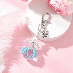 Подвеска в виде цветочного ангела из стеклянного жемчуга и стеклянных семян&nbsp;HJEW-MZ00239-02