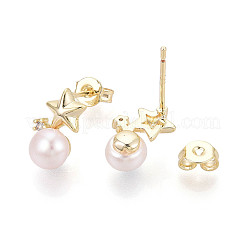 Серьги-гвоздики из латуни с микропаве и прозрачным кубическим цирконием&nbsp;PEAR-N020-WX04