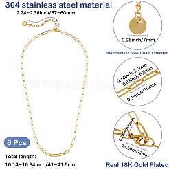 6 шт. ожерелье из нержавеющей стали 304 в виде цепочки-скрепки&nbsp;NJEW-SC0001-57A-G