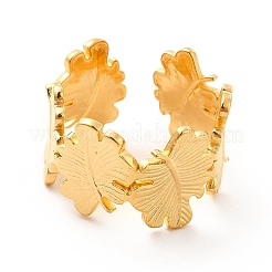 Ионное покрытие (ip) 304 нержавеющая сталь лист обертка открытое кольцо-манжета для женщин&nbsp;RJEW-F131-13G