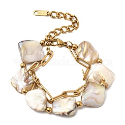 Двухслойные браслеты из нержавеющей стали 304 и натуральных ракушек&nbsp;LS-BJEW-G763-07G