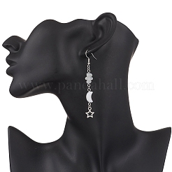 Серьги-подвески в виде луны и звезд из латуни&nbsp;EJEW-JE06675